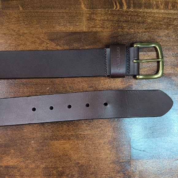 Carhartt Dark Brown Belt with Brass Buckle Size 36 Leather - Picture 3 of 12